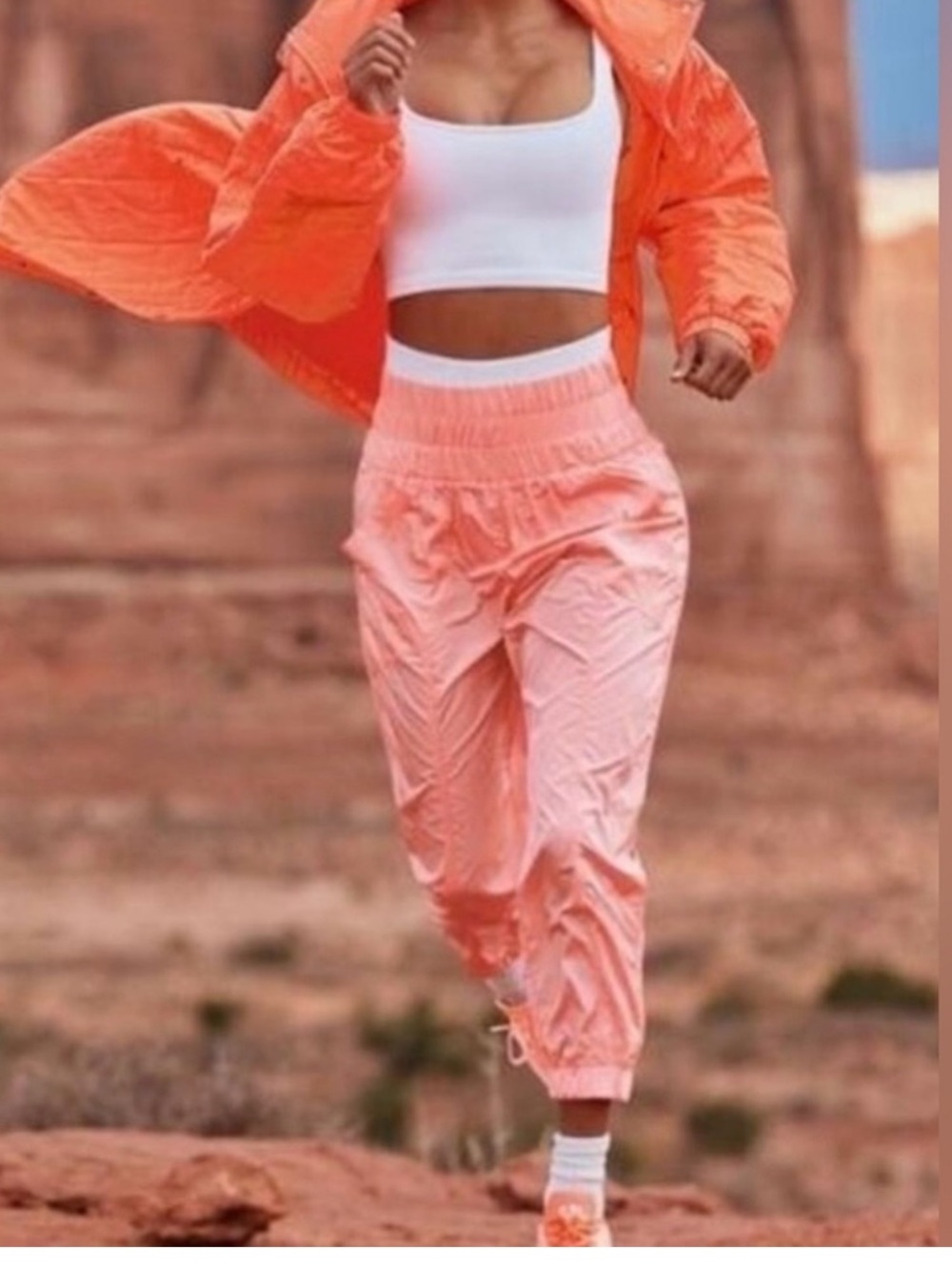 FP Movement by Free People Coral Pink Elastic Waist Jogger Pants